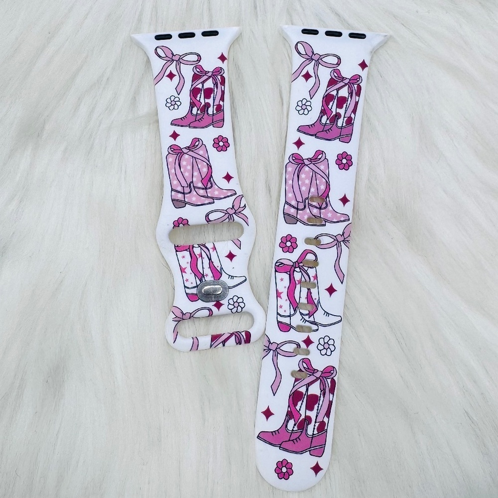 Pink Bows & Cowboy boots watch Bands Compatible with iWatch Band 42mm / 44mm / 4